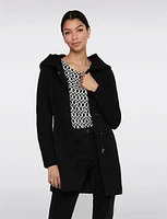 Straight Cut Hooded Zip Front Light Heathered Coat by Only