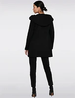 Straight Cut Hooded Zip Front Light Heathered Coat by Only