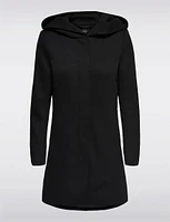 Straight Cut Hooded Zip Front Light Heathered Coat by Only