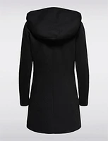 Straight Cut Hooded Zip Front Light Heathered Coat by Only