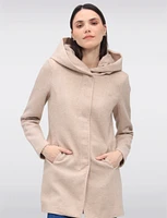 Straight Cut Hooded Zip Front Light Heathered Coat by Only