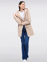 Straight Cut Hooded Zip Front Light Heathered Coat by Only