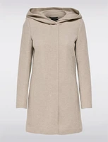 Straight Cut Hooded Zip Front Light Heathered Coat by Only