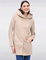 Straight Cut Hooded Zip Front Light Heathered Coat by Only