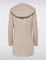 Straight Cut Hooded Zip Front Light Heathered Coat by Only