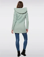 Straight Cut Hooded Zip Front Light Heathered Coat by Only