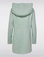 Straight Cut Hooded Zip Front Light Heathered Coat by Only