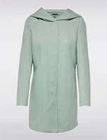Straight Cut Hooded Zip Front Light Heathered Coat by Only