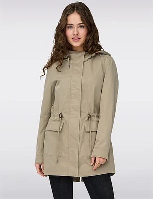 Lightweight Modern Sustainable Hooded Long Parka Jacket by Only