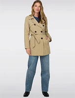 Classic Belted Double-Breasted Short Trench Coat by ONLY