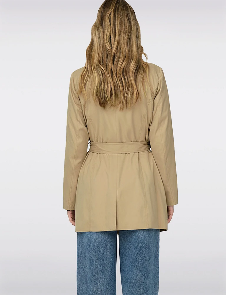 Classic Belted Double-Breasted Short Trench Coat by ONLY