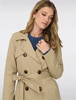 Classic Belted Double-Breasted Short Trench Coat by ONLY