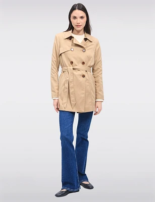 Classic Belted Double-Breasted Short Trench Coat by ONLY