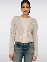 Elegant Cropped Cotton Knit Cardigan With Modern Open-Front Design by Only