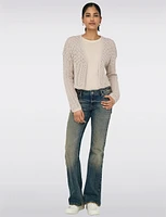 Elegant Cropped Cotton Knit Cardigan With Modern Open-Front Design by Only