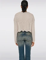 Elegant Cropped Cotton Knit Cardigan With Modern Open-Front Design by Only