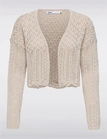 Elegant Cropped Cotton Knit Cardigan With Modern Open-Front Design by Only