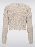 Elegant Cropped Cotton Knit Cardigan With Modern Open-Front Design by Only