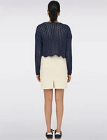 Elegant Cropped Cotton Knit Cardigan With Modern Open-Front Design by Only