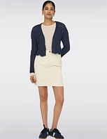 Elegant Cropped Cotton Knit Cardigan With Modern Open-Front Design by Only