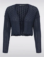 Elegant Cropped Cotton Knit Cardigan With Modern Open-Front Design by Only