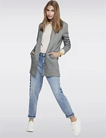 Straight Cut Open Front Cotton Blend Heathered Coatigan by ONLY