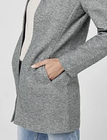 Straight Cut Open Front Cotton Blend Heathered Coatigan by ONLY