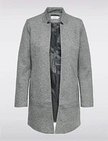 Straight Cut Open Front Cotton Blend Heathered Coatigan by ONLY