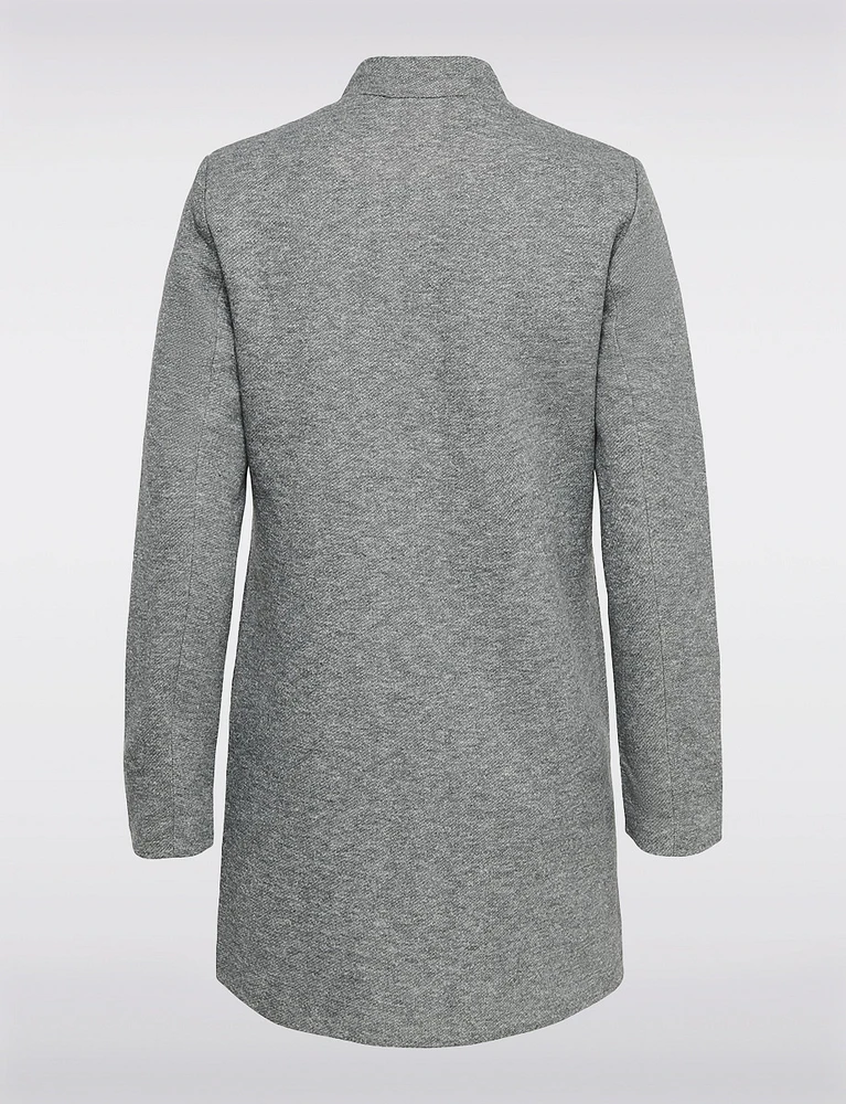 Straight Cut Open Front Cotton Blend Heathered Coatigan by ONLY
