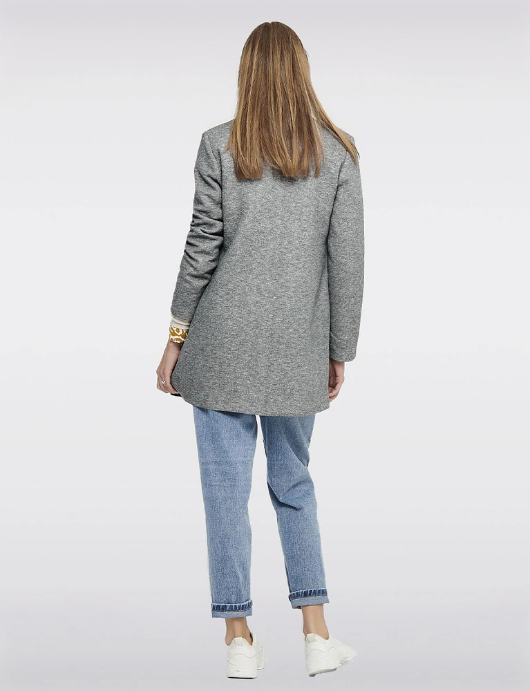 Straight Cut Open Front Cotton Blend Heathered Coatigan by ONLY
