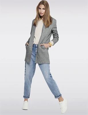 Straight Cut Open Front Cotton Blend Heathered Coatigan by ONLY