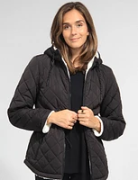 Eco-Friendly Reversible Quilted Sherpa Drawstring Waist Jacket by Free Country