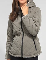 Eco-Friendly Reversible Quilted Sherpa Drawstring Waist Jacket by Free Country