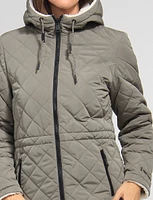 Eco-Friendly Reversible Quilted Sherpa Drawstring Waist Jacket by Free Country