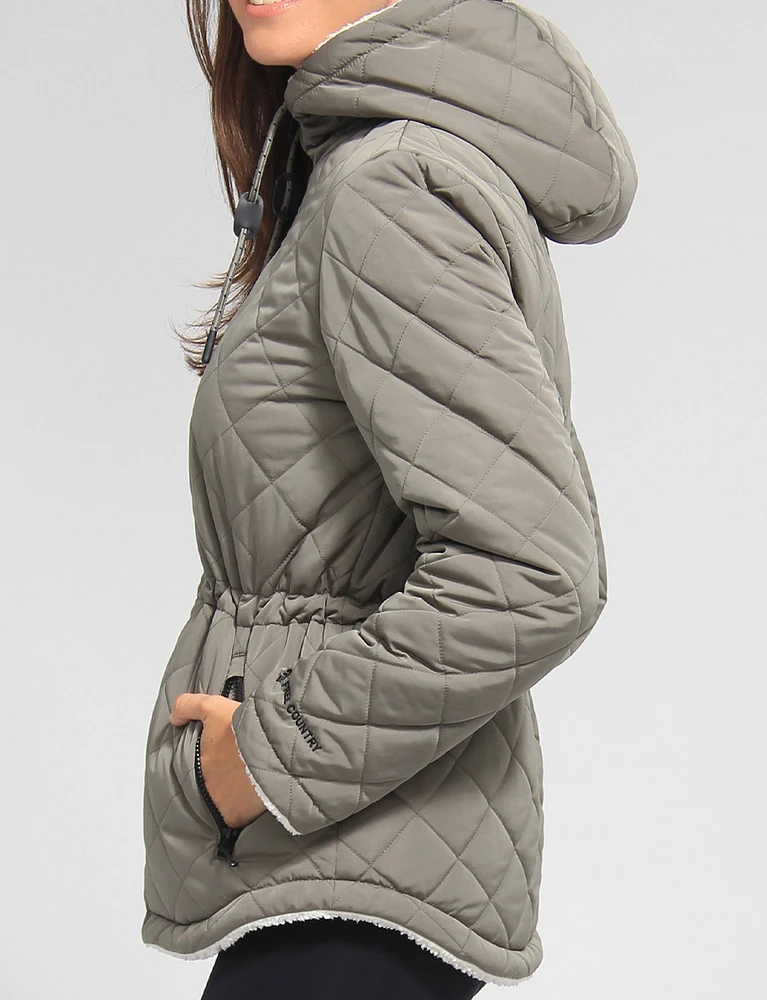 Eco-Friendly Reversible Quilted Sherpa Drawstring Waist Jacket by Free Country