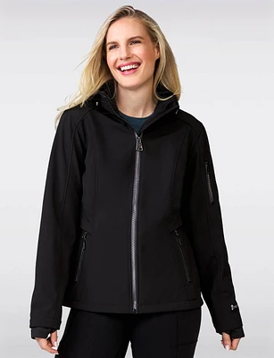 Versatile Recycled Hooded Sporty Softshell Fitted Jacket by Free Country