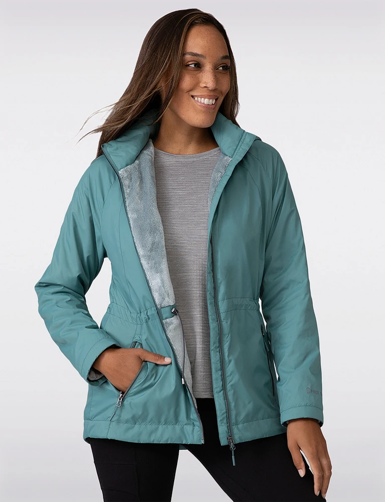 Weather-Resistant Sherpa Lined Drawstring Waist Recycled Anorak by Free Country