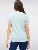 Classic Textured Smocked V-Neck Short Sleeve Top by GWV