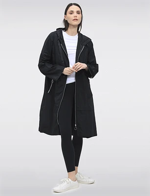 Chic Lightweight Hooded Long Oversized Windshell Jacket by Froccella