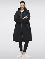 Chic Lightweight Hooded Long Oversized Windshell Jacket by Froccella