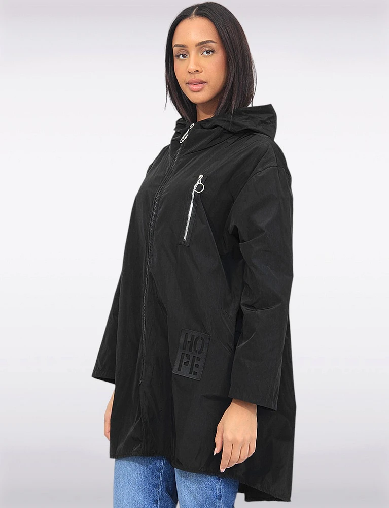 Long High Collar Ultralight Windshell Jacket by Froccella