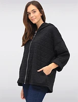 Cozy Diamond Quilted Zip-Front Long-Sleeve Hoodie by Froccella