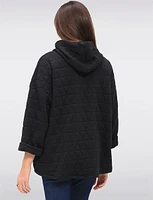 Cozy Diamond Quilted Zip-Front Long-Sleeve Hoodie by Froccella