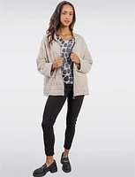 Cozy Diamond Quilted Zip-Front Long-Sleeve Hoodie by Froccella