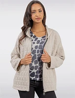 Cozy Diamond Quilted Zip-Front Long-Sleeve Hoodie by Froccella