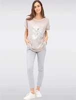Cotton-Linen Floral Embroidered Top with Adjustable Drawstrings by Froccella