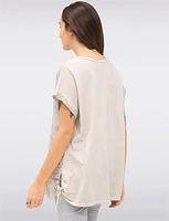 Cotton-Linen Floral Embroidered Top with Adjustable Drawstrings by Froccella