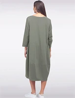 Chic Long Cotton Dress with Necklace and Three-Quarter Sleeves by Froccella