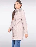 Straight Cut Water Resistant Coat With Removable Plaid-Lined Hood by Portrait
