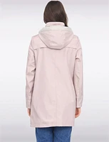 Straight Cut Water Resistant Coat With Removable Plaid-Lined Hood by Portrait